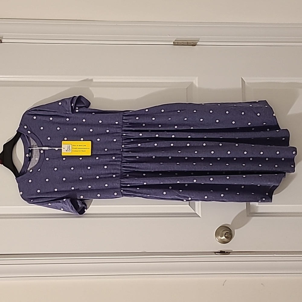 Simier Fariry Womens Soft Swing Midi Dress With Pockets, Dot-Pale Violet, Medium